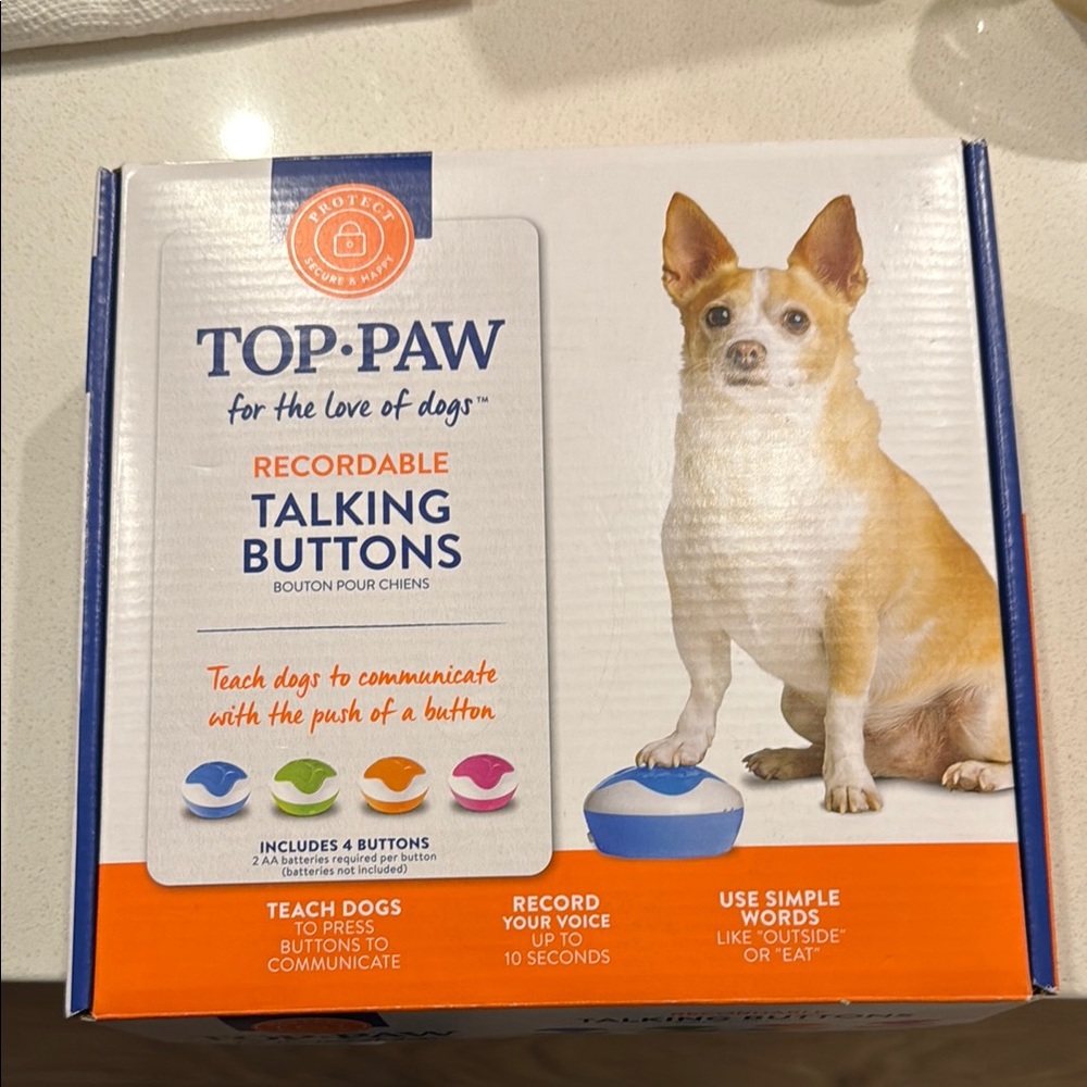 Top Paw Recordable Talking Buttons for Dogs - Blue and White